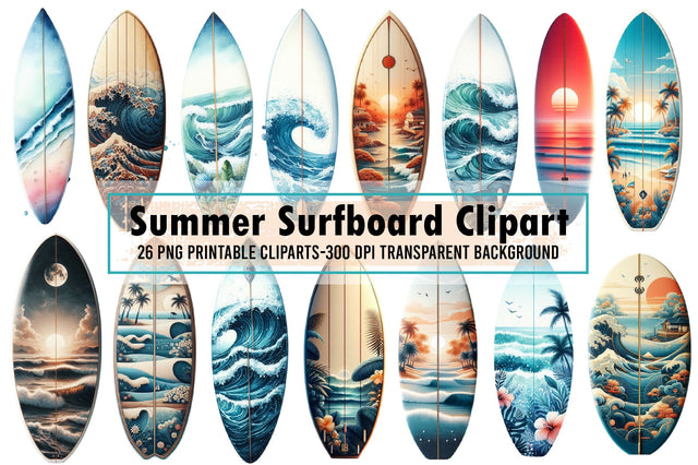 Summer Surfboard Sublimation Clipart Sublimation designartist 
