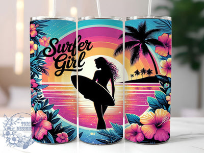Summer Surfer Girl Beach Tumbler Wrap, Beach Tumbler Wrap, 20oz Sublimation File, Ocean Tumbler Design, Surfing Tumbler Wrap, Summer Beach Tumbler, Digital Surfer Girl Wrap Sublimation ToriDesigns 