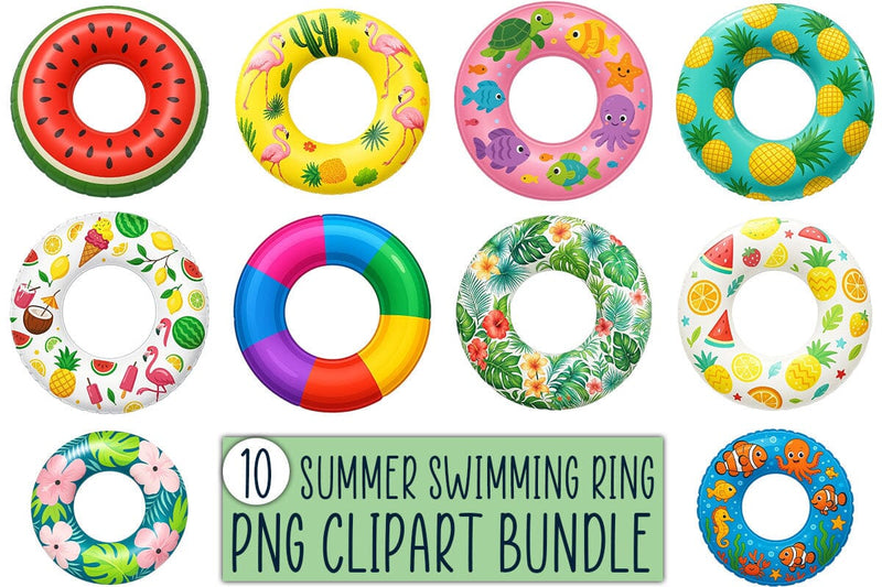 Summer Swimming Ring PNG Clipart Bundle Printable File Sublimation Creativedesigntee 