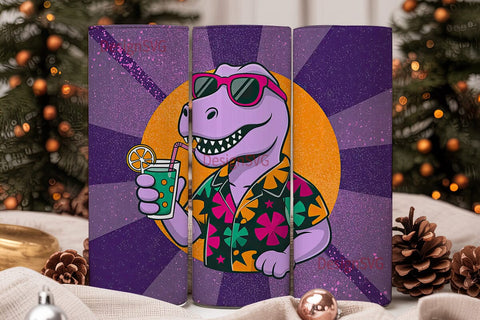 Summer T-Rex Tumbler Wrap Sublimation DesignSVG 