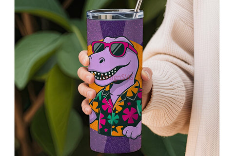 Summer T-Rex Tumbler Wrap Sublimation DesignSVG 
