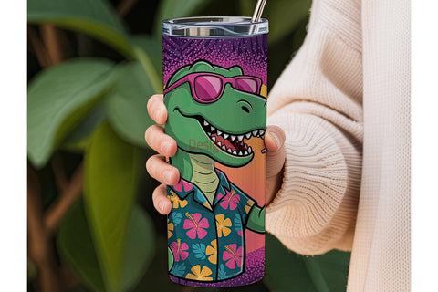 Summer T-Rex Tumbler Wrap Sublimation DesignSVG 