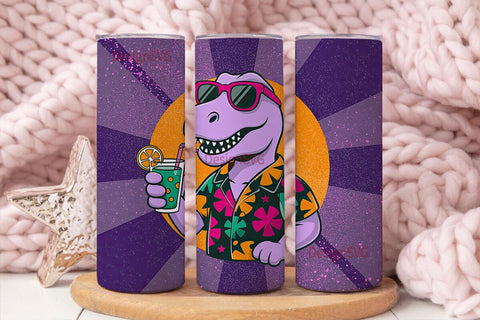 Summer T-Rex Tumbler Wrap Sublimation DesignSVG 