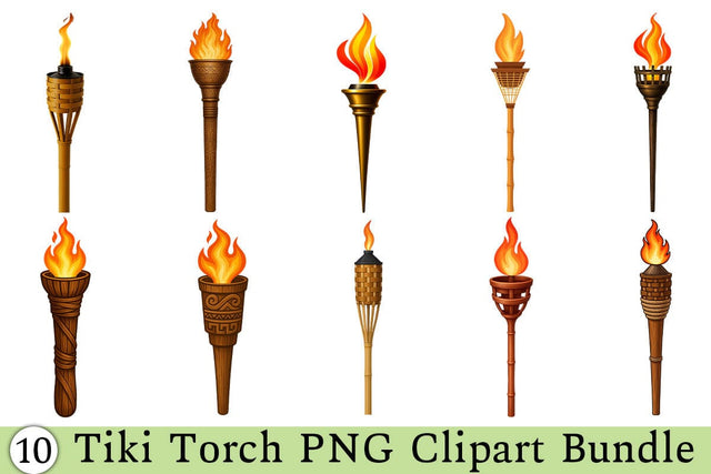 Summer Tiki Torch PNG Clipart Bundle Printable File Sublimation Creativedesigntee 