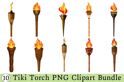 Summer Tiki Torch PNG Clipart Bundle Printable File Sublimation Creativedesigntee 