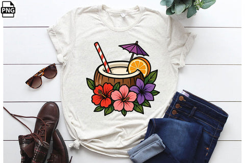 Summer Tropical Cocktails Drink PNG Clipart Bundle Printable File Sublimation Creativedesigntee 