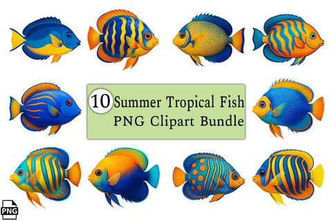 Summer Tropical Fish PNG Clipart Bundle Printable File Sublimation Creativedesigntee 