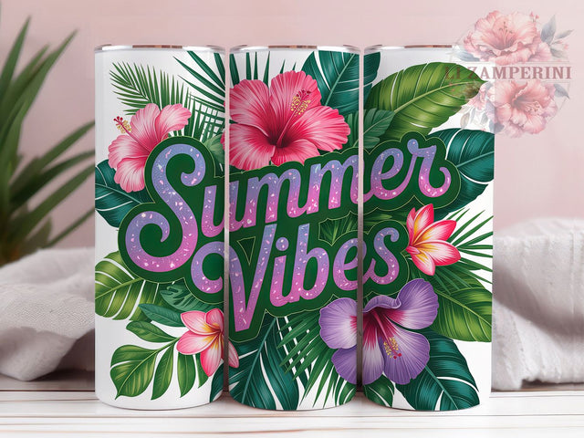 Summer Tropical Floral Garden Tumbler, 20oz Sublimation Wrap, Tropical Flowers PNG, Bright Botanical Cup, Beach Vibes Mug, Colorful Garden Tumbler, Sunny Blooms Design Sublimation Li Zamperini 