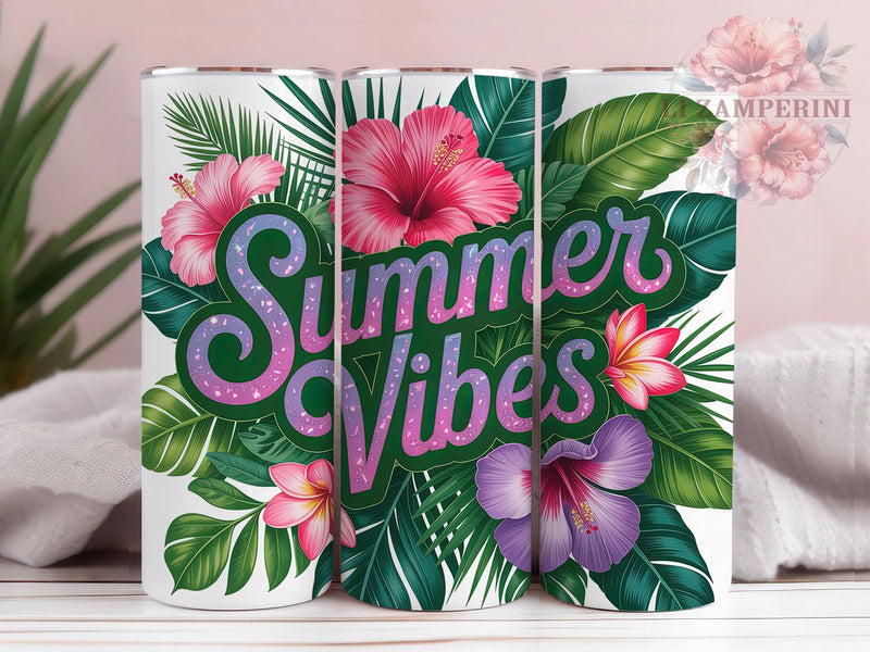Summer Tropical Floral Garden Tumbler, 20oz Sublimation Wrap, Tropical Flowers PNG, Bright Botanical Cup, Beach Vibes Mug, Colorful Garden Tumbler, Sunny Blooms Design Sublimation Li Zamperini 