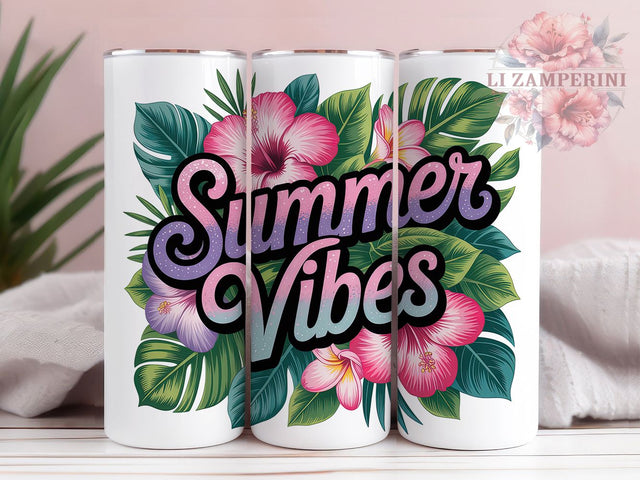 Summer Tropical Floral Garden Tumbler, 20oz Sublimation Wrap, Tropical Flowers PNG, Bright Botanical Cup, Beach Vibes Mug, Colorful Garden Tumbler, Sunny Blooms Design Sublimation Li Zamperini 