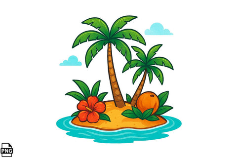 Summer Tropical Island PNG Clipart Bundle Printable File Sublimation Creativedesigntee 