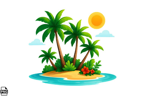 Summer Tropical Island PNG Clipart Bundle Printable File Sublimation Creativedesigntee 