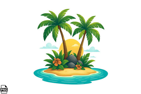 Summer Tropical Island PNG Clipart Bundle Printable File Sublimation Creativedesigntee 