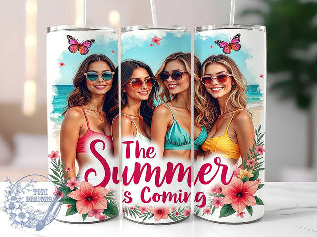 Summer Tumbler, Girls Summer, 20oz Wrap, Sublimation Design, Summer Vibes, Digital Download, Beach Tumbler Sublimation ToriDesigns 