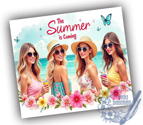Summer Tumbler, Girls Summer, 20oz Wrap, Sublimation Design, Summer Vibes, Digital Download, Beach Tumbler Sublimation ToriDesigns 