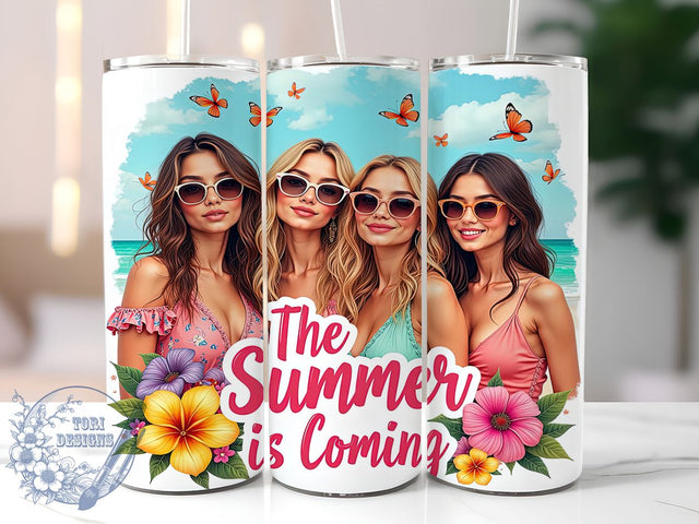 Summer Tumbler, Girls Summer, 20oz Wrap, Sublimation Design, Summer Vibes, Digital Download, Beach Tumbler Sublimation ToriDesigns 