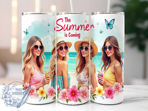 Summer Tumbler, Girls Summer, 20oz Wrap, Sublimation Design, Summer Vibes, Digital Download, Beach Tumbler Sublimation ToriDesigns 