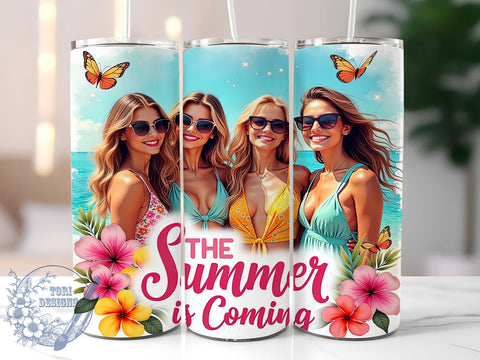 Summer Tumbler, Girls Summer, 20oz Wrap, Sublimation Design, Summer Vibes, Digital Download, Beach Tumbler Sublimation ToriDesigns 