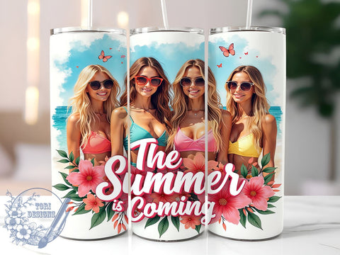 Summer Tumbler, Girls Summer, 20oz Wrap, Sublimation Design, Summer Vibes, Digital Download, Beach Tumbler Sublimation ToriDesigns 