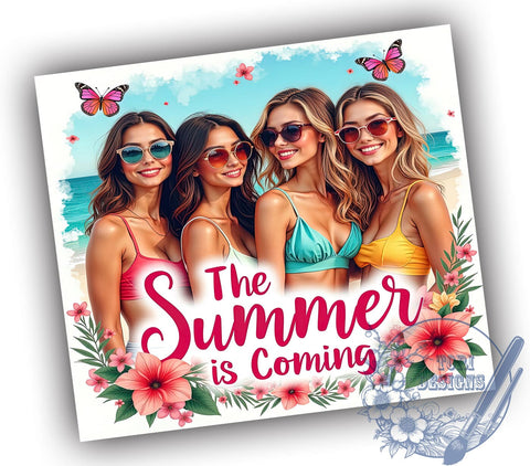 Summer Tumbler, Girls Summer, 20oz Wrap, Sublimation Design, Summer Vibes, Digital Download, Beach Tumbler Sublimation ToriDesigns 