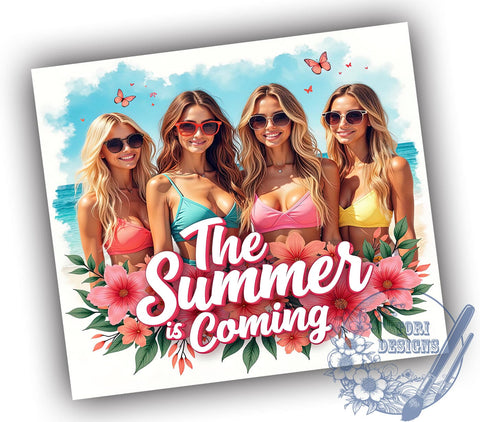 Summer Tumbler, Girls Summer, 20oz Wrap, Sublimation Design, Summer Vibes, Digital Download, Beach Tumbler Sublimation ToriDesigns 
