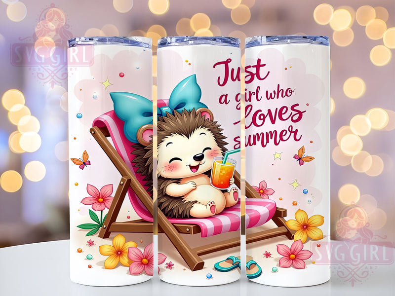 Summer Tumbler, Hedgehog Design, 20oz Sublimation, Cute Hedgehog, Summer Drinkware, PNG File, Digital Download Sublimation SvggirlplusArt 