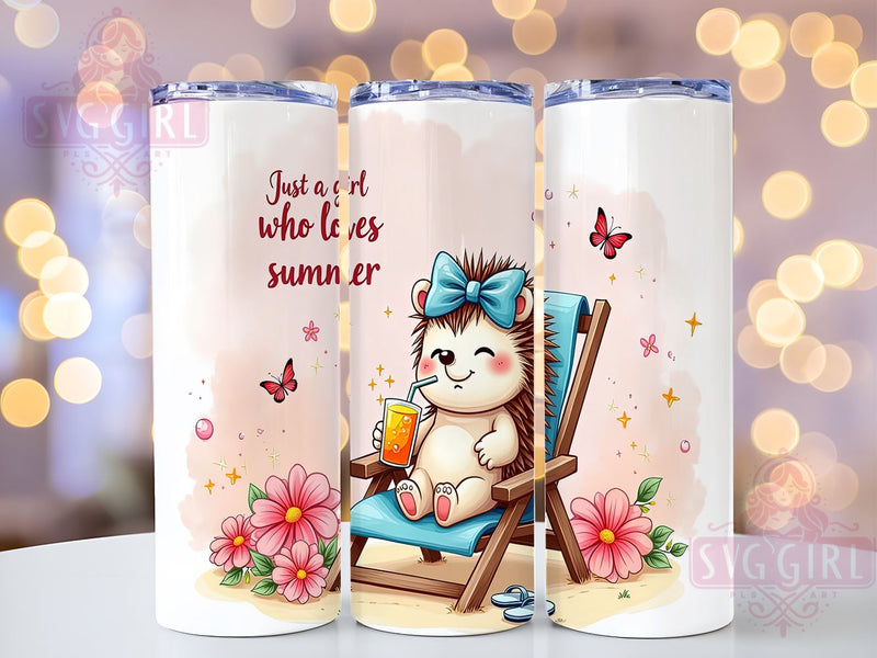 Summer Tumbler, Hedgehog Design, 20oz Sublimation, Cute Hedgehog, Summer Drinkware, PNG File, Digital Download Sublimation SvggirlplusArt 