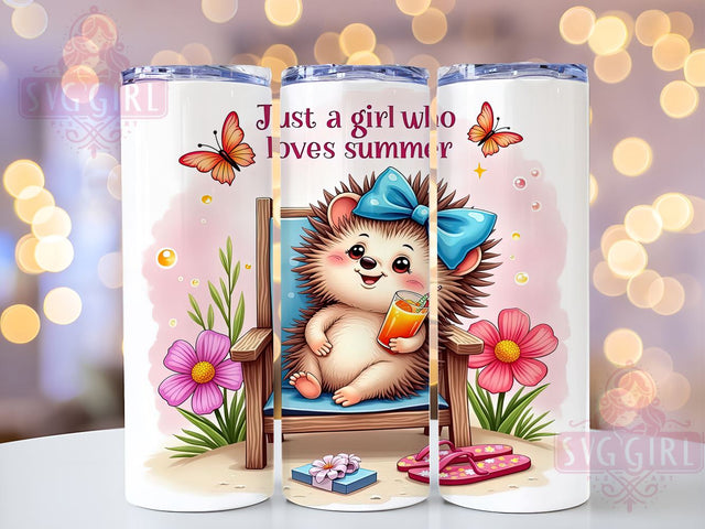 Summer Tumbler, Hedgehog Design, 20oz Sublimation, Cute Hedgehog, Summer Drinkware, PNG File, Digital Download Sublimation SvggirlplusArt 