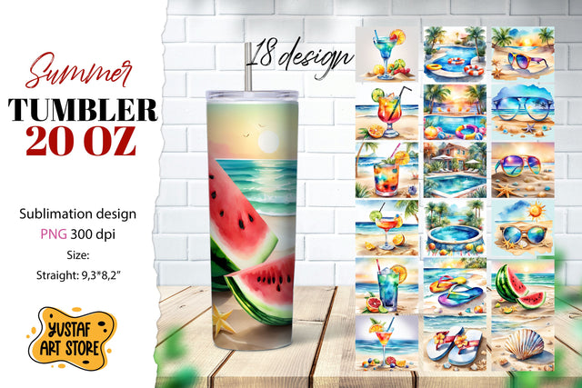 Summer tumbler sublimation bundle 18 design Sublimation Yustaf Art Store 