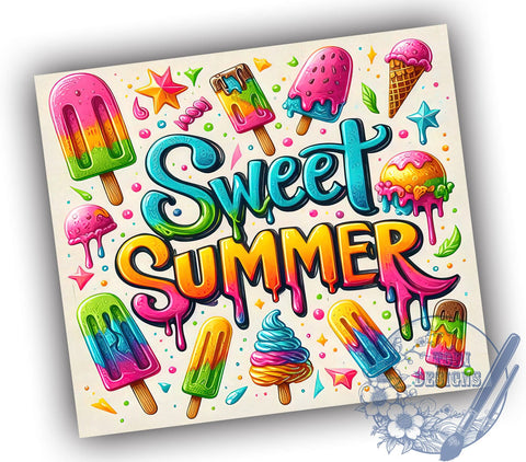 Summer Tumbler, Sublimation Design, 20oz Tumbler, Sweet Summer, PNG File, Summer Vibes, Drinkware Design, DIY Tumbler Sublimation ToriDesigns 