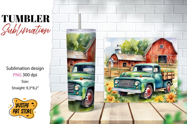 Summer tumbler. Summer truck sublimation design Sublimation Yustaf Art Store 