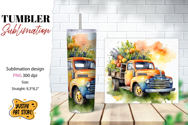 Summer tumbler. Summer truck sublimation design Sublimation Yustaf Art Store 