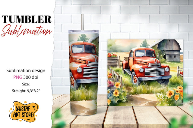Summer tumbler. Summer truck sublimation design Sublimation Yustaf Art Store 