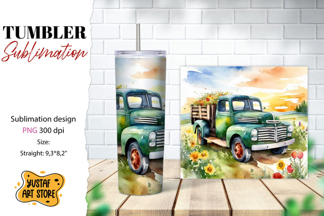 Summer tumbler. Summer truck sublimation design Sublimation Yustaf Art Store 