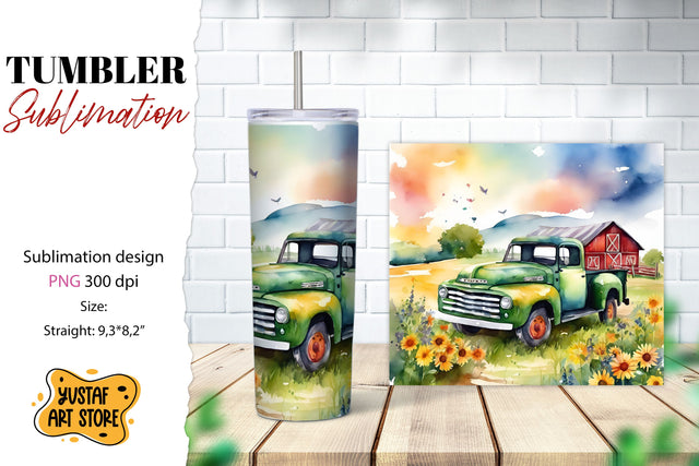 Summer tumbler. Summer truck sublimation design Sublimation Yustaf Art Store 