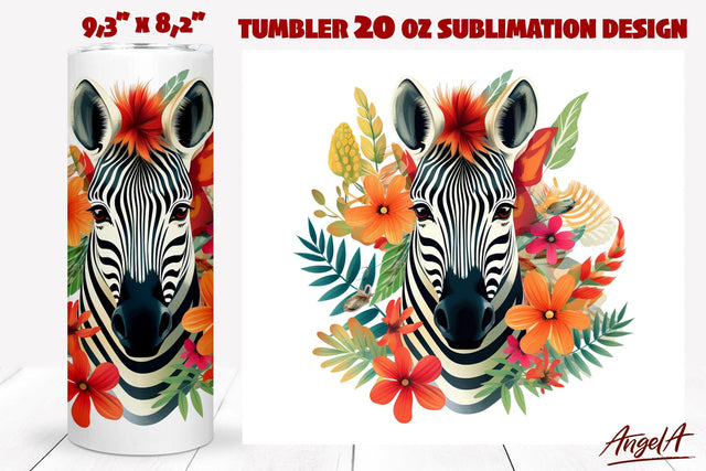 Summer tumbler wrap sublimation, Summer animals, zebra png Sublimation Angelina Semenova 