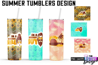 Summer Tumblers Wrap | PNG File | 300 DPI Sublimation The T Store Design 