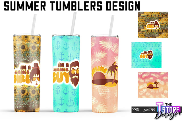 Summer Tumblers Wrap | PNG File | 300 DPI Sublimation The T Store Design 