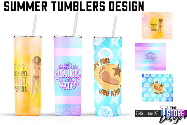 Summer Tumblers Wrap | PNG File | 300 DPI Sublimation The T Store Design 