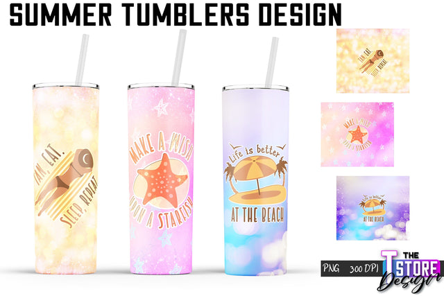 Summer Tumblers Wrap | PNG File | 300 DPI Sublimation The T Store Design 