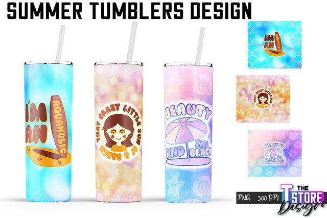 Summer Tumblers Wrap | PNG File | 300 DPI Sublimation The T Store Design 