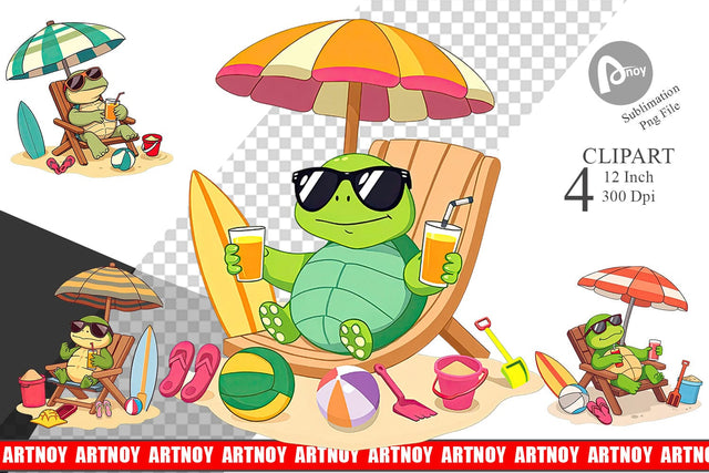 Summer Turtle Clipart Sublimation artnoy 