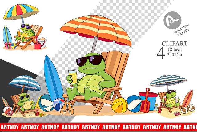 Summer Turtle Clipart Sublimation artnoy 