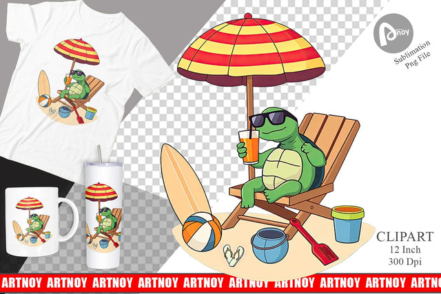Summer Turtle Clipart Sublimation artnoy 