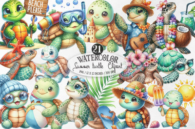Summer Turtle Sticker Clipart Sublimation SVGista 