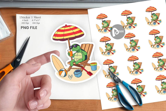 Summer Turtle Sticker Sublimation artnoy 