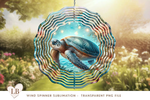 Summer Turtle Wind Spinner PNG Sublimation Design Sublimation BijouBay 
