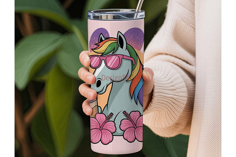 Summer Unicorn Iced Coffee 20oz Sublimation DesignSVG 