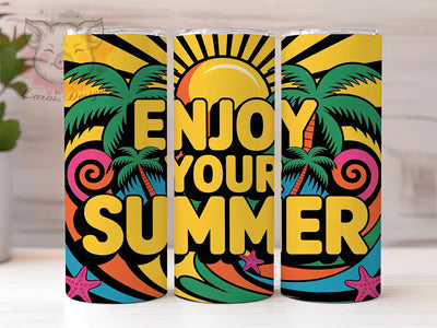 Summer Vacation 20oz Tumbler Wrap, Enjoy Your Summer Sublimation, Coastal Holiday PNG, 20oz Tumbler Wrap, Tropical Lifestyle Design, Beach Vacation Sublimation, Seaside Summer Wrap Sublimation Lara' s Designs 