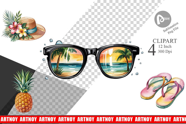 Summer Vacation Clipart Sublimation artnoy 